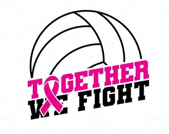 Volleyball Breast Cancer Awareness Svg, Pink Ribbon Design (Digital Download)