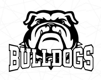 Bulldogs mascotte SVG, school clipart (digitale bestanden)