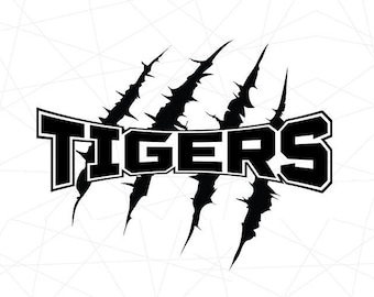 Mascota de los Tigres SVG, Huella de pata, Espíritu escolar (Archivos digitales)