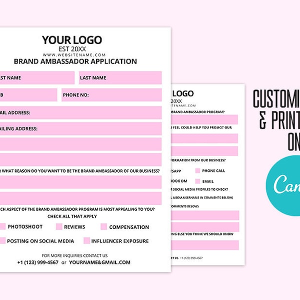 Brand Ambassador Agreement, Brand Ambassador Contract Template, Social Media Influencer Contract, Contract Form