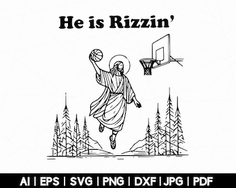 He is Rizzin' PNG, Funny Easter Jesus Basketball Design (Digital File)