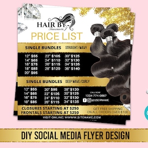 DIY Bundles Hair Price List Flyer, Hair Bundle Pricelist, Hair Bundle Price List, Hair Pricing Flyer, Hair Pricing Template, Wigs Pricelist