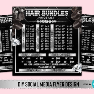 Folleto de precios de paquetes de cabello DIY, lista de precios de paquetes de cabello, lista de precios de paquetes de cabello, folleto de precios de cabello, plantilla de precios de cabello, lista de precios de pelucas