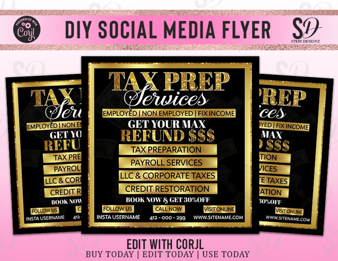 TAX PREP FLYER Tax Season Flyer Tax Preparer Flyer Tax Etsy
