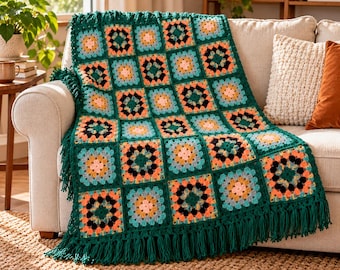 CROCHET PATTERN, Snuggle Squares Blanket, Baby Blanket Pattern, Easy Throw Baby Blanket Crochet Afghan, Instant Digital Download PDF