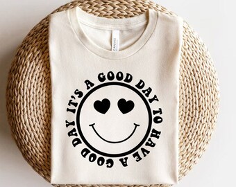 Retro Happy Face SVG, Inspirational Quote, Good Vibes (Digital Download)