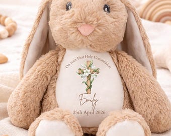 Conejito de Primera Comunión personalizado / Oso de Comunión / Recuerdo de peluche con nombre personalizado