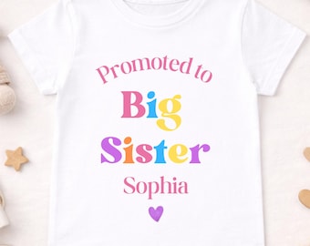 Camiseta de hermana mayor / Anuncio de nuevo bebé arcoíris bohemio