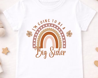 Camiseta "Voy a ser hermana mayor" / Anuncio de nuevo bebé / Camiseta arcoíris para hermana mayor / Regalo de embarazo / Hermano pequeño