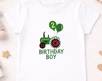 Sudadera con camiseta y tractor para niño de segundo cumpleaños personalizada