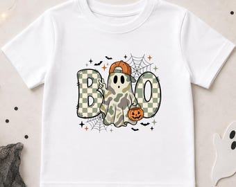 Boo Ghost Halloween Kids T-Shirt | Cute Spooky Ghost Tee | Toddler Halloween Shirt | Pumpkin Patch Outfit | Trick or Treat Kids Clothing