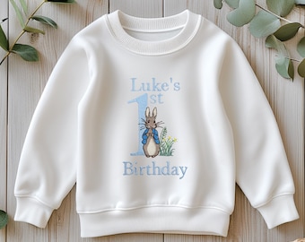 Camisa bordada personalizada para primer cumpleaños / Traje con nombre personalizado / Top para primer cumpleaños / Camisa de cumpleaños de conejito