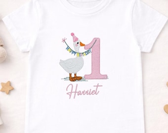 Sudadera personalizada de ganso para primer cumpleaños / Jersey bordado de cumpleaños / Traje de cumpleaños con nombre personalizado / Regalo para primer cumpleaños