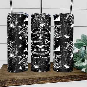 Salem Witches Brew Tumbler, Witchy Tumbler With Straw Wiccan Tumbler, Bats Cobwebs Drinkware, Unique Gift