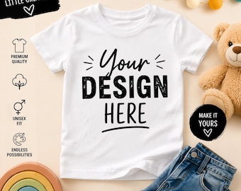 Camiseta unisex infantil personalizada con estampado. Crea tu propia camiseta de trabajo con tu marca.