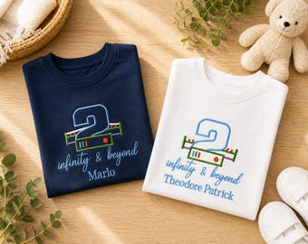 Embroidered Two Infinity And Beyond / Second Birthday t-shirt