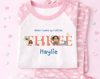 Conjunto de pijama personalizado de Moana, cuando me despierte estaré