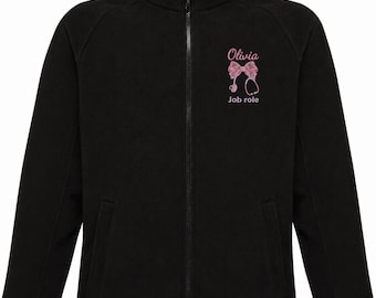 Personalised Nurse Fleece | Embroidered Healthcare Jacket | Custom Name Work Fleece | Midwife Uniform NHS Gift