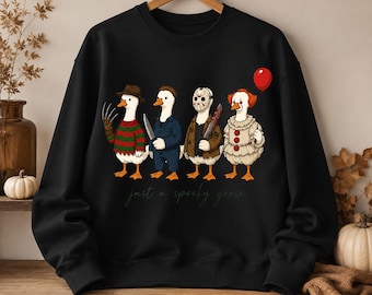 Spooky Goose Halloween Sweatshirt | Horror Movie Goose Jumper | Funny Halloween Sweater | Horror Fan Gift | Adult Halloween Jumper