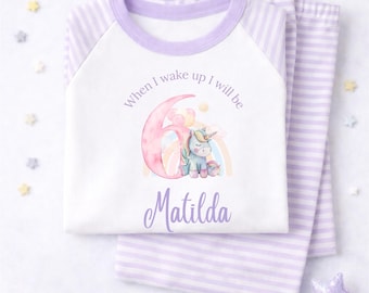 Pijama personalizado de unicornio arcoíris pastel