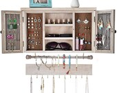 Rustic Wall Mounted Jewelry Organizer, Wall Mounted Mesh Jewelry Holder, ewelry holder for Necklaces, Jewelry Organizer For Women