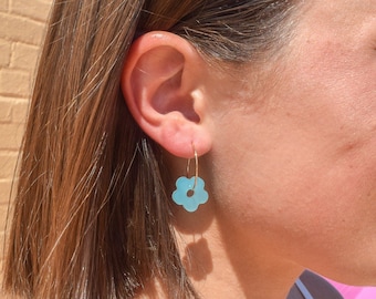 Flower Hoop Earrings | dangle earrings, gold earrings, fancy earrings, affordable earrings, bday gift, gift for her, preppy