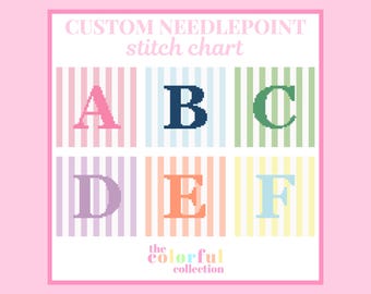 Custom Initial Needlepoint Chart - Digital cross stitch pattern