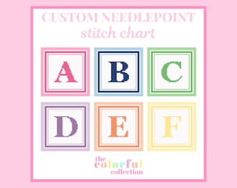 Custom Initial Needlepoint Chart - Digital cross stitch pattern