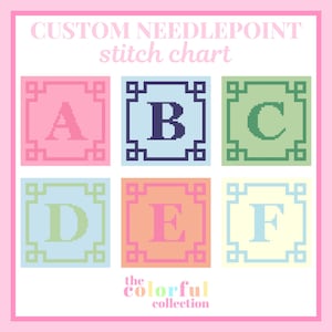 Custom Initial Needlepoint Chart - Digital cross stitch pattern