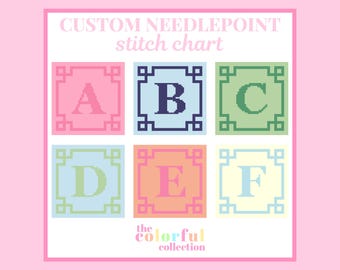 Custom Initial Needlepoint Chart - Digital cross stitch pattern