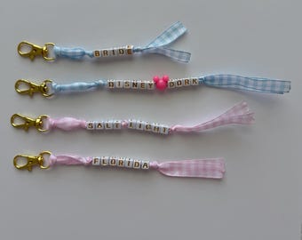 Personalized Beaded Keychain Bag Charm