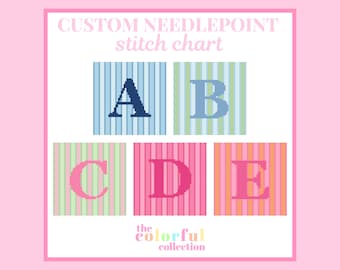 Custom Initial Needlepoint Chart - Digital cross stitch pattern