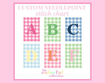 Luggage Tag Initial Needlepoint Chart - Digital cross stitch pattern