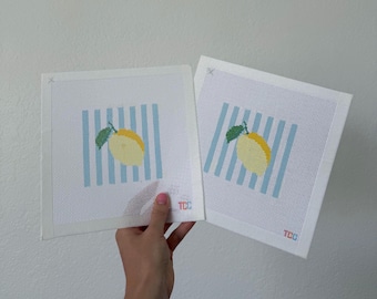 Mini Lemon Needlepoint Canvas Hand-Painted