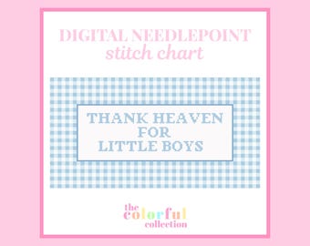 Gráfico de bordado "Gracias al cielo por los niños pequeños": patrón de punto de cruz digital