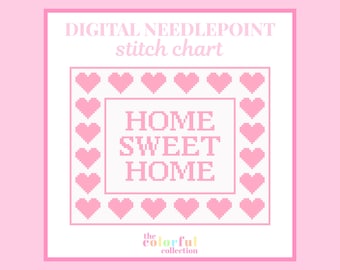 Home Sweet Home Needlepoint Chart - Digital cross stitch pattern