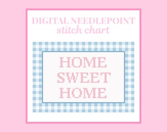 Gráfico de bordado "Hogar, dulce hogar" - Patrón de punto de cruz digital