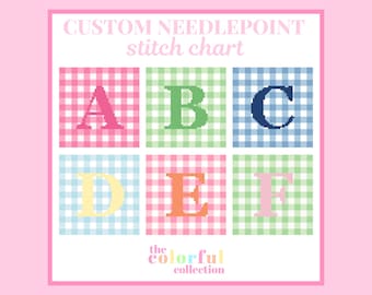 Custom Initial Needlepoint Chart - Digital cross stitch pattern
