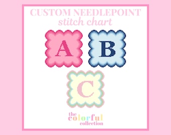 Custom Initial Needlepoint Chart - Digital cross stitch pattern