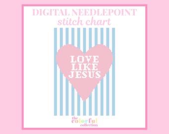 Diagrama de bordado "Ama como Jesús" - Patrón de punto de cruz digital