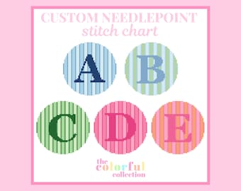 Patrón digital de punto de cruz con inicial personalizada