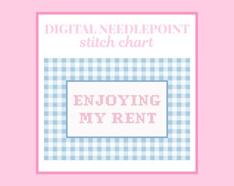 Patrón de bordado "Disfrutando de mi alquiler" - Patrón de punto de cruz digital