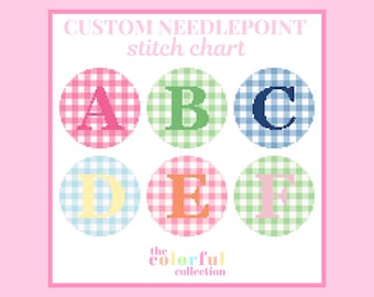 Custom Initial Needlepoint Chart - Digital cross stitch pattern