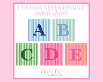 Custom Initial Needlepoint Chart - Digital cross stitch pattern