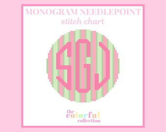 Custom Monogram Needlepoint Chart - Digital cross stitch pattern