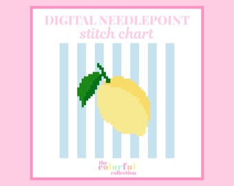 Minigráfico de punto de cruz de limón - Patrón digital de punto de cruz