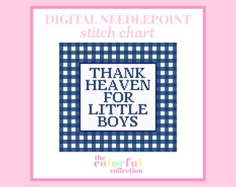 Thank Heaven for Little Boys Needlepoint Chart - Digital cross stitch pattern