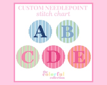 Custom Initial Needlepoint Chart - Digital cross stitch pattern