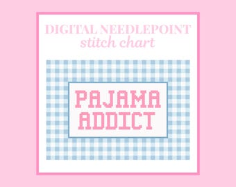 Gráfico de bordado para adictos al pijama: patrón de punto de cruz digital