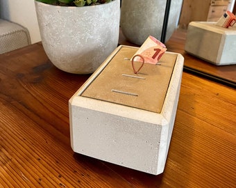 Concrete money box with 4 compartments for money and cards, gift, piggy bank, saving, money box, money organization, savings aid, wallet container